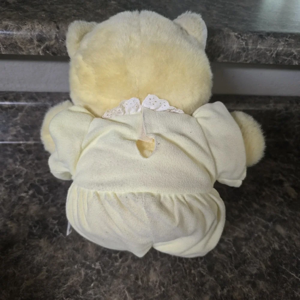 Vintage Yellow Heart To Heart Baby Bear Plush Working Heart 1986 Chosun Int'l